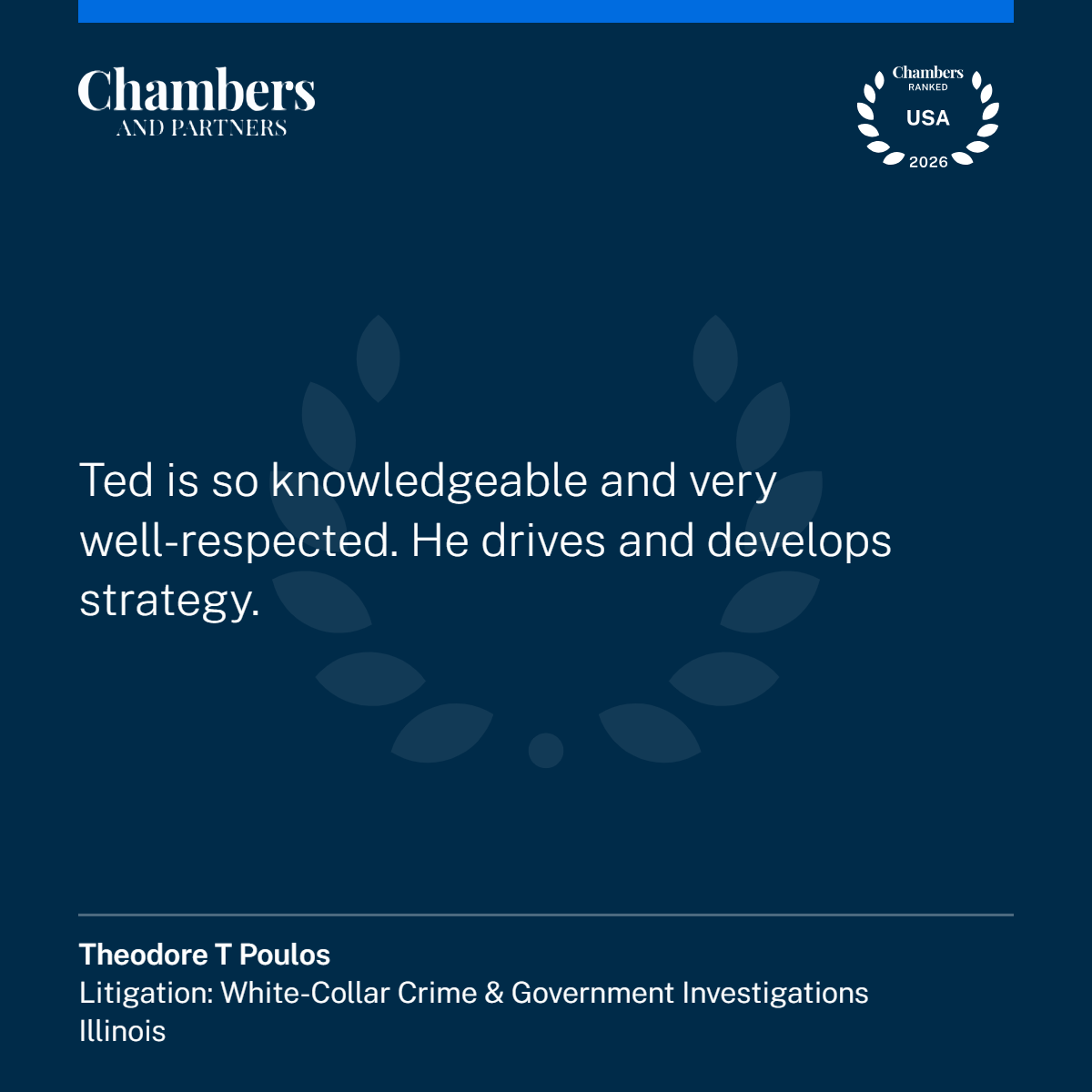 Ted is so knowledgeable and very well-respected. He drives and develops strategy.