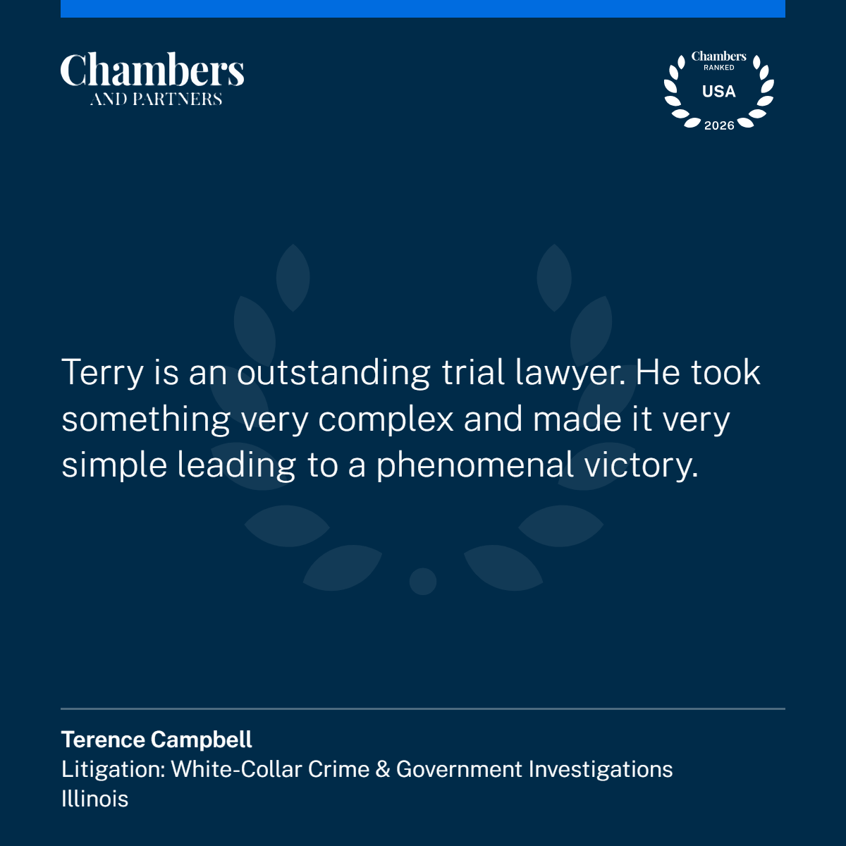 Terry is an outstanding trial lawyer. He took something very complex and made it very simple leading to a phenomenal victory.